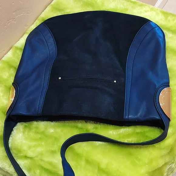 B Makowsky Blue Leather Gamma Hobo Bag - Picture 2 of 6